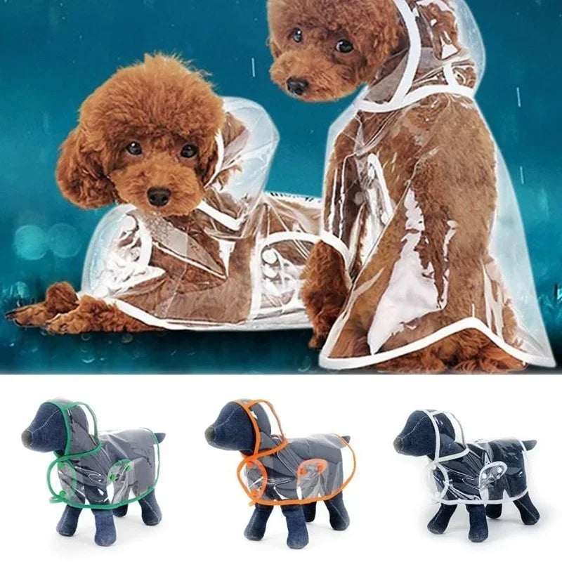 Pet Dog Puppy Transparent Rainwear Raincoat Pet Hooded Waterproof Jacket Clothes Soft PVC Small Dogs Raincoat Puppy Rain Poncho